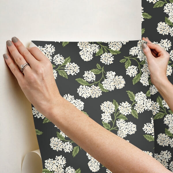 Hydrangea Black & White Peel & Stick Wallpaper