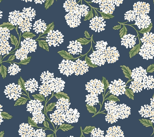 Hydrangea Navy & White Peel & Stick Wallpaper