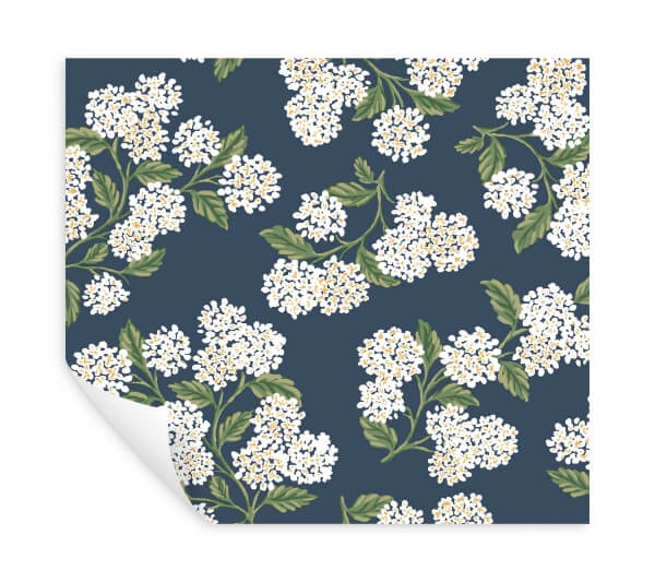 Hydrangea Navy & White Peel & Stick Wallpaper