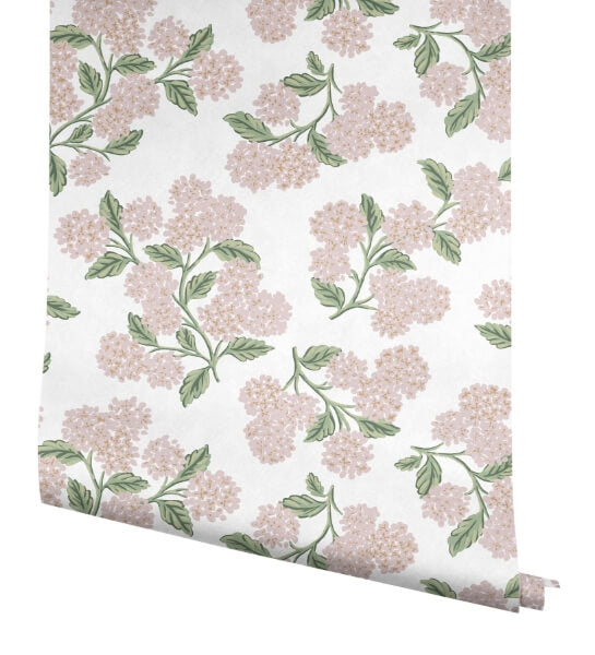 Hydrangea Pink & White Peel & Stick Wallpaper