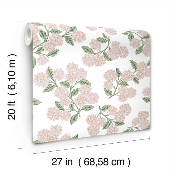 Hydrangea Pink & White Peel & Stick Wallpaper