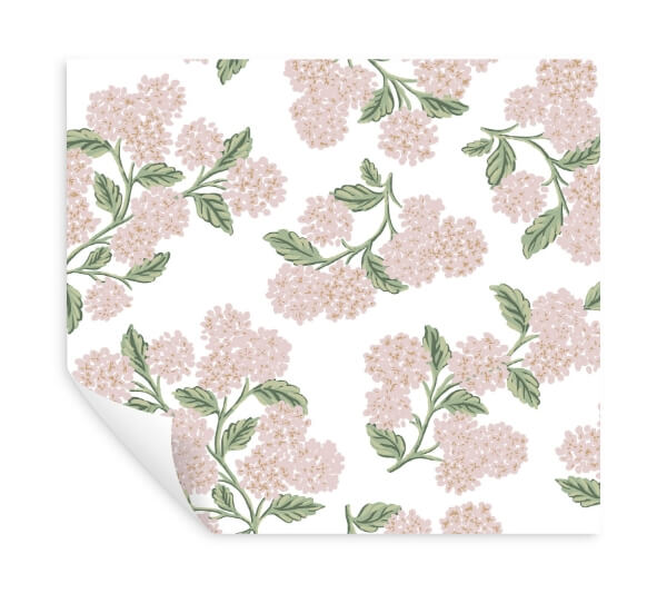 Hydrangea Pink & White Peel & Stick Wallpaper