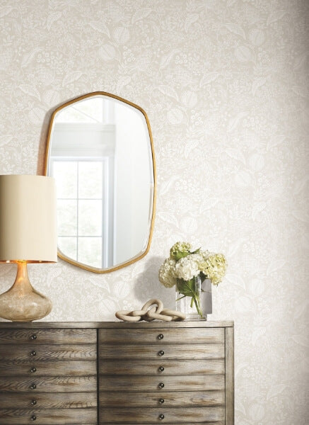 Pomegranate Beige & White Peel & Stick Wallpaper