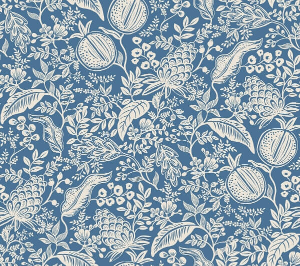Pomegranate Blue & Ivory Peel & Stick Wallpaper