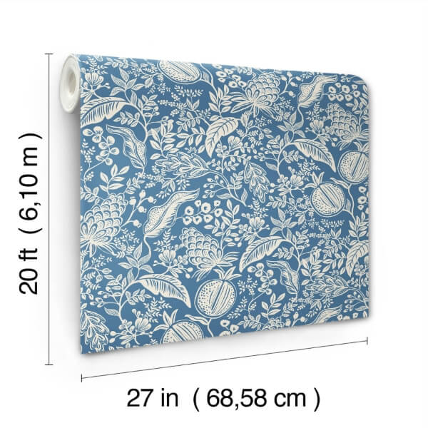 Pomegranate Blue & Ivory Peel & Stick Wallpaper