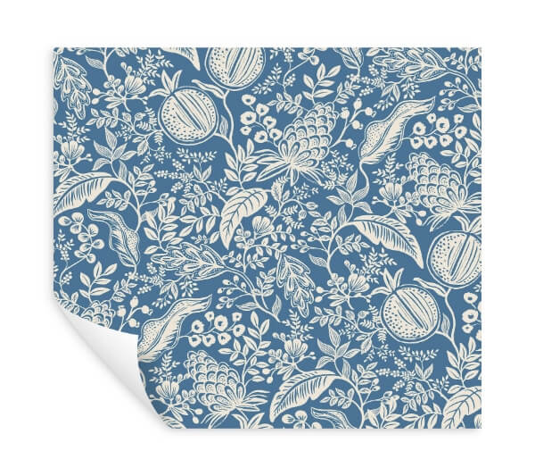 Pomegranate Blue & Ivory Peel & Stick Wallpaper