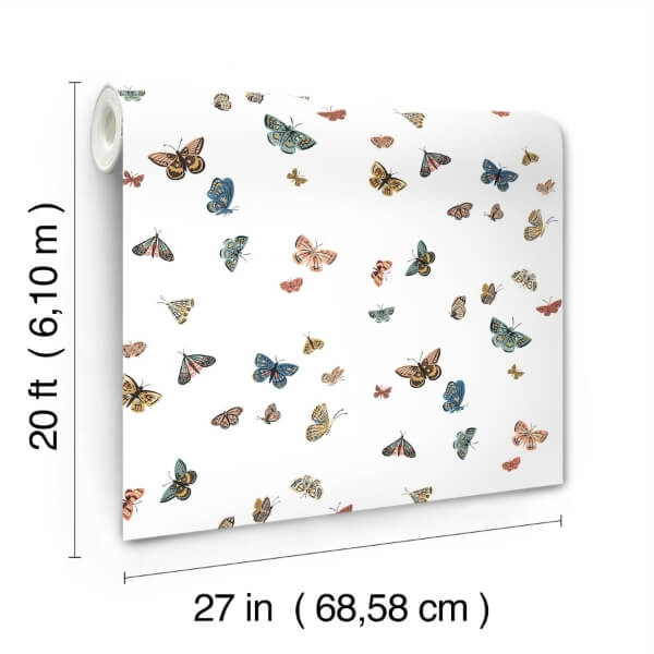 Butterfly House White Peel & Stick Wallpaper