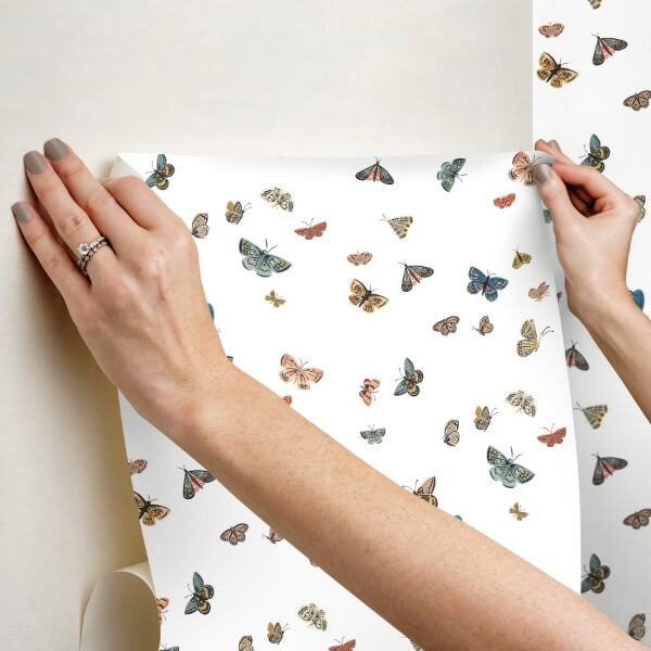 Butterfly House White Peel & Stick Wallpaper