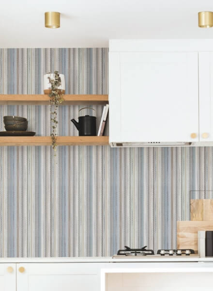 Striped Sunset Blue Grey Peel & Stick Wallpaper