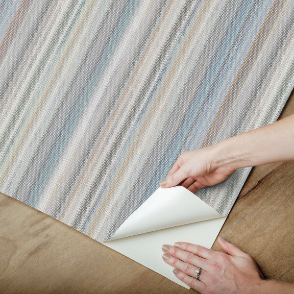 Striped Sunset Blue Grey Peel & Stick Wallpaper
