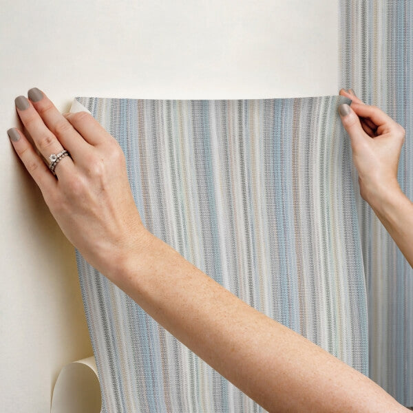 Striped Sunset Blue Grey Peel & Stick Wallpaper