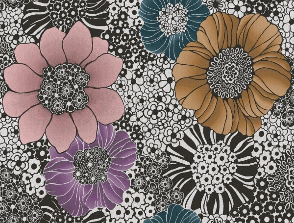 Anemones Black Peel & Stick Wallpaper