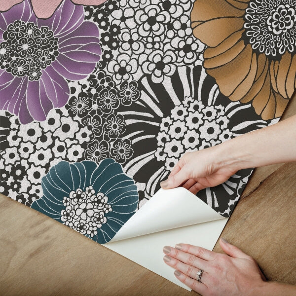 Anemones Black Peel & Stick Wallpaper