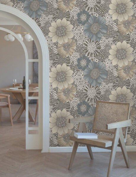 Anemones Brown Peel & Stick Wallpaper