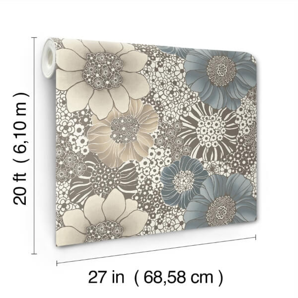 Anemones Brown Peel & Stick Wallpaper