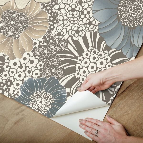 Anemones Brown Peel & Stick Wallpaper