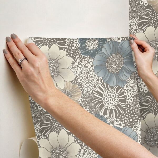 Anemones Brown Peel & Stick Wallpaper