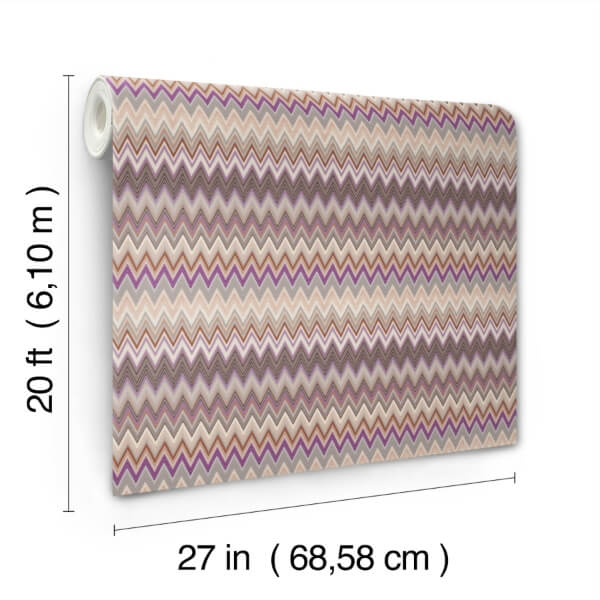 Zig Zag Purple Peel & Stick Wallpaper