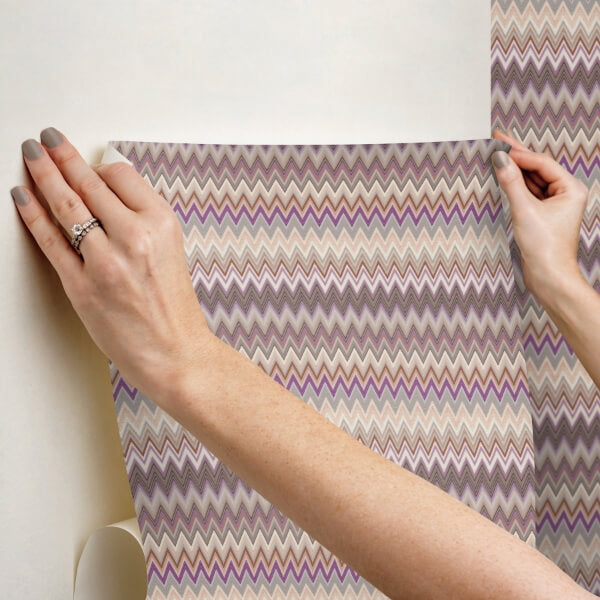 Zig Zag Purple Peel & Stick Wallpaper