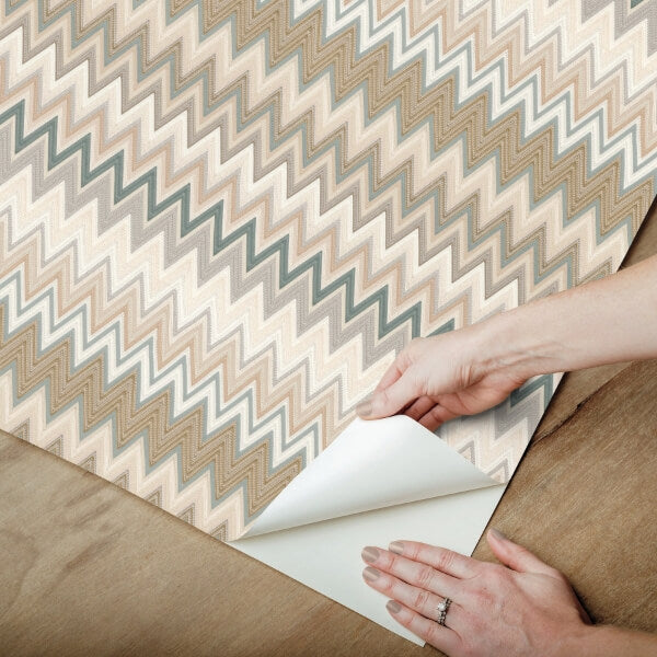 Zig Zag Green Peel & Stick Wallpaper