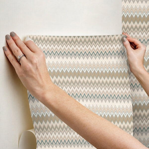 Zig Zag Green Peel & Stick Wallpaper