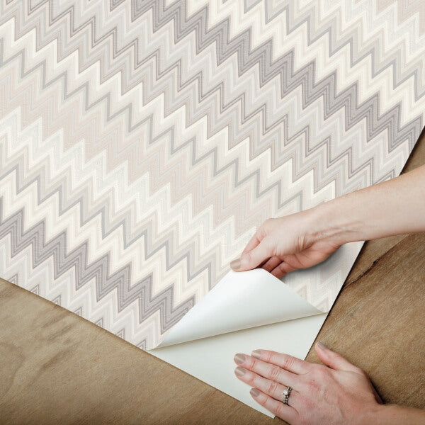 Zig Zag Beige Peel & Stick Wallpaper