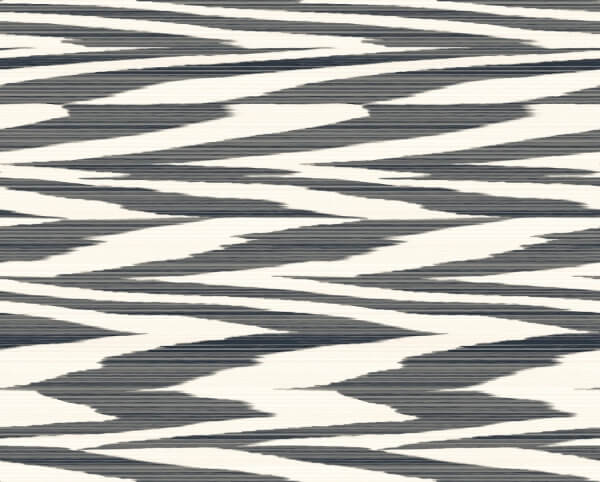 Flamed Zig Zag Black Peel & Stick Wallpaper
