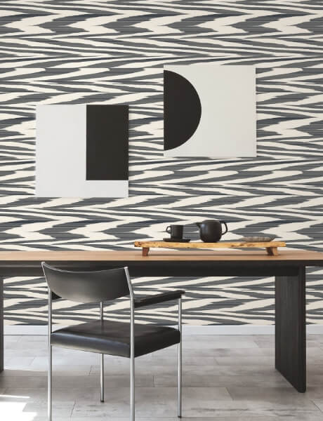 Flamed Zig Zag Black Peel & Stick Wallpaper