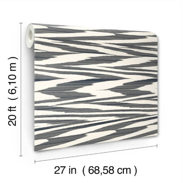 Flamed Zig Zag Black Peel & Stick Wallpaper