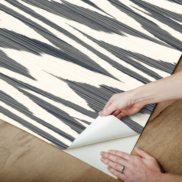Flamed Zig Zag Black Peel & Stick Wallpaper