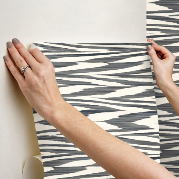 Flamed Zig Zag Black Peel & Stick Wallpaper