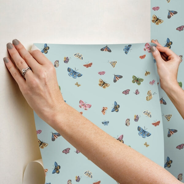 Butterfly House Light Blue Peel & Stick Wallpaper