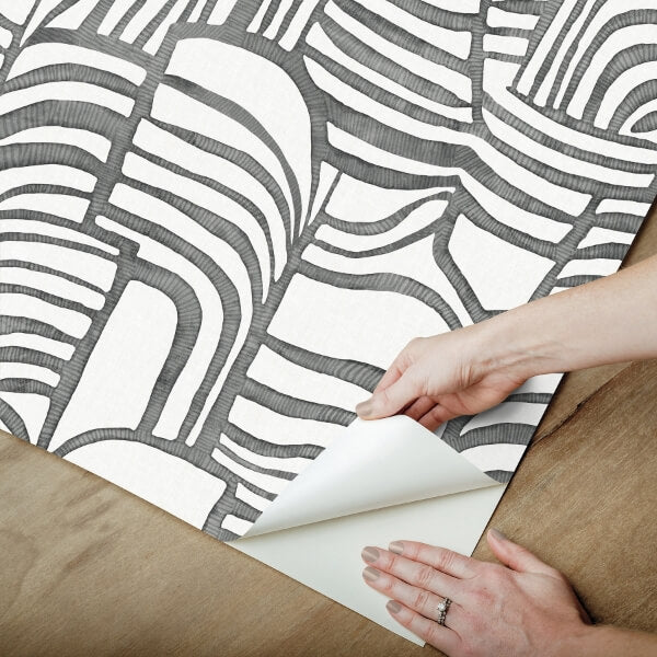 Featherwork Black & White Premium Peel + Stick Wallpaper