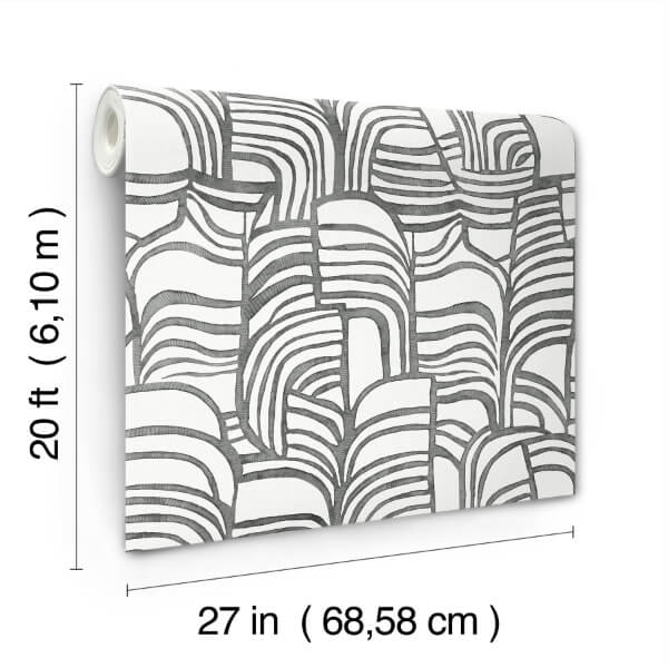Featherwork Black & White Premium Peel + Stick Wallpaper