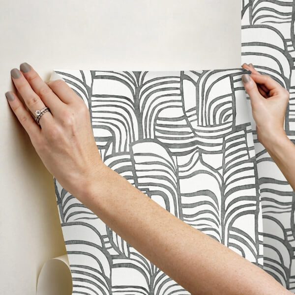 Featherwork Black & White Premium Peel + Stick Wallpaper