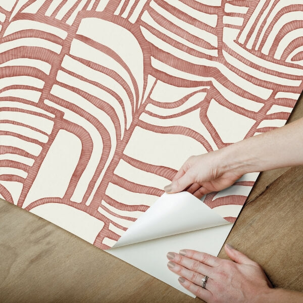 Featherwork Red Premium Peel + Stick Wallpaper