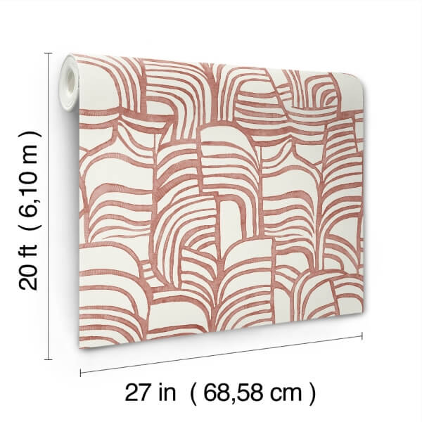 Featherwork Red Premium Peel + Stick Wallpaper