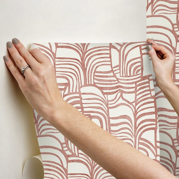 Featherwork Red Premium Peel + Stick Wallpaper
