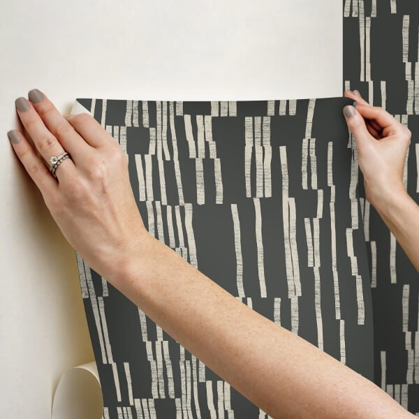 Koso Black & Taupe Premium Peel + Stick Wallpaper