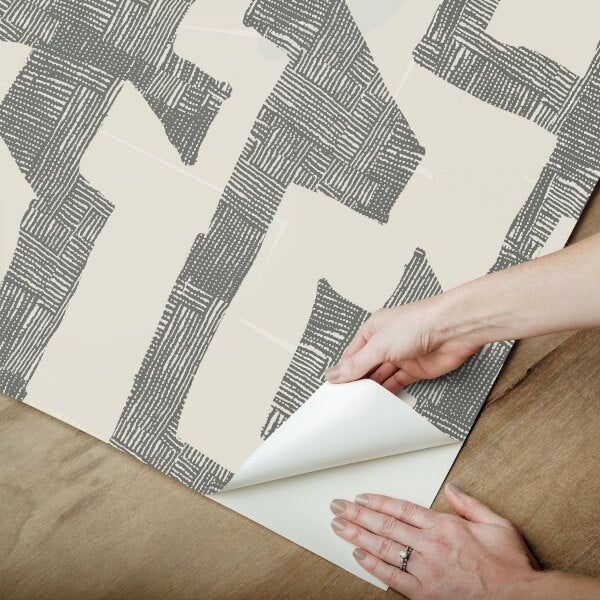 Tribe Black & Taupe Premium Peel + Stick Wallpaper