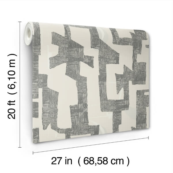 Tribe Black & Taupe Premium Peel + Stick Wallpaper