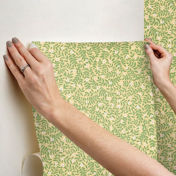 Elodie Gold Petite Floral Premium Peel + Stick Wallpaper