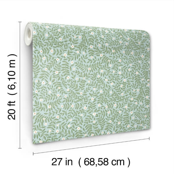 Elodie Light Blue Petite Floral Premium Peel + Stick Wallpaper