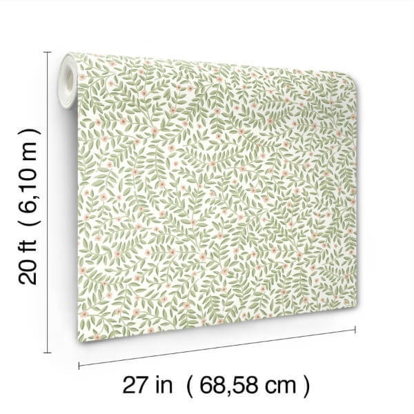 Elodie Cream Petite Floral Premium Peel + Stick Wallpaper