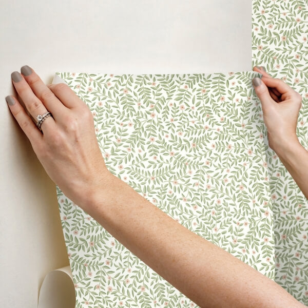 Elodie Cream Petite Floral Premium Peel + Stick Wallpaper