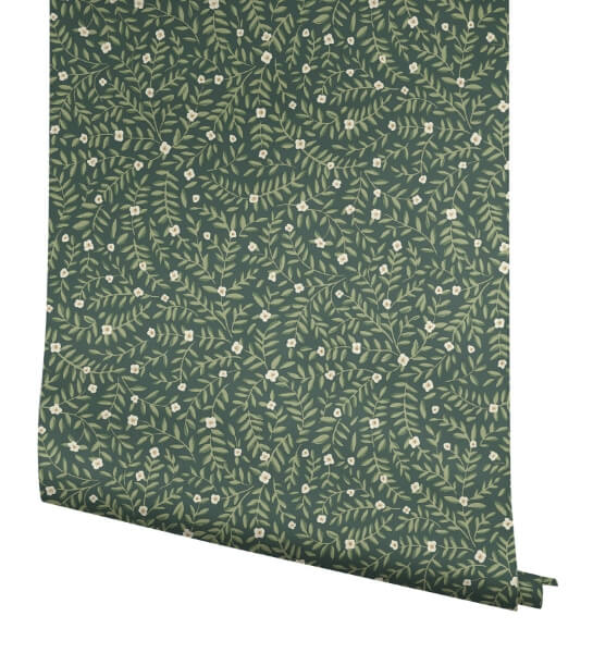 Elodie Evergreen Petite Floral Premium Peel + Stick Wallpaper
