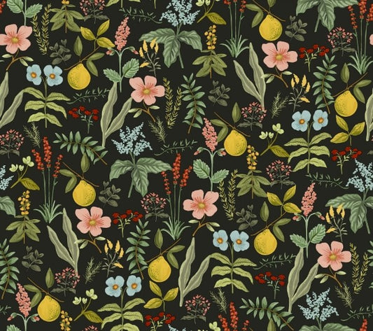 Herb Garden Black Botanical Premium Peel + Stick Wallpaper