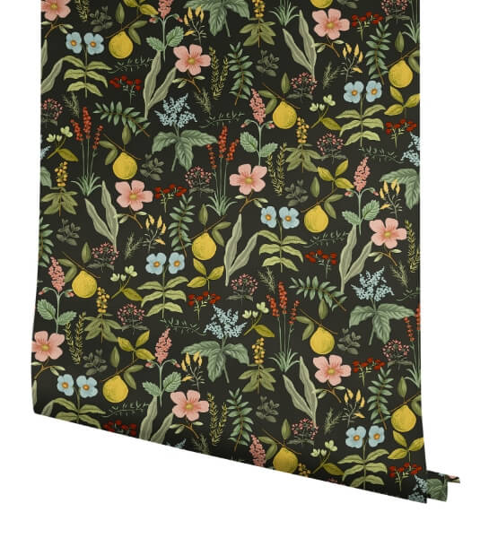 Herb Garden Black Botanical Premium Peel + Stick Wallpaper
