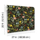 Herb Garden Black Botanical Premium Peel + Stick Wallpaper