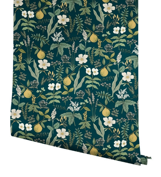 Herb Garden Navy Botanical Premium Peel + Stick Wallpaper